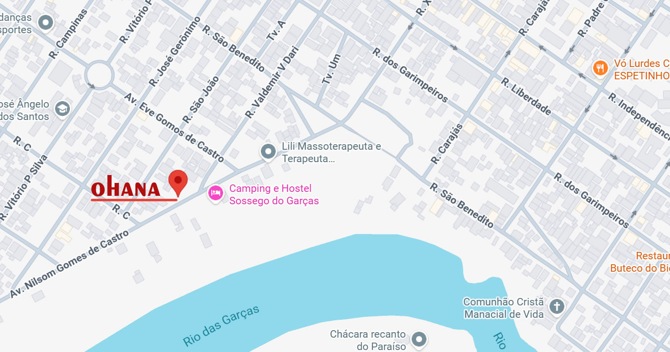Mapa com a localização da Ohana em Barra do Garças